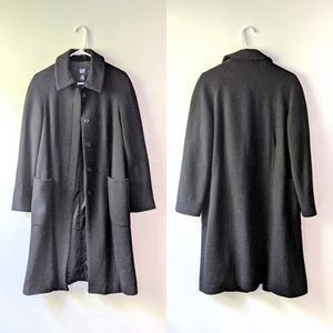 Classic Wool Gap Long Coat - Fully Lined - Black